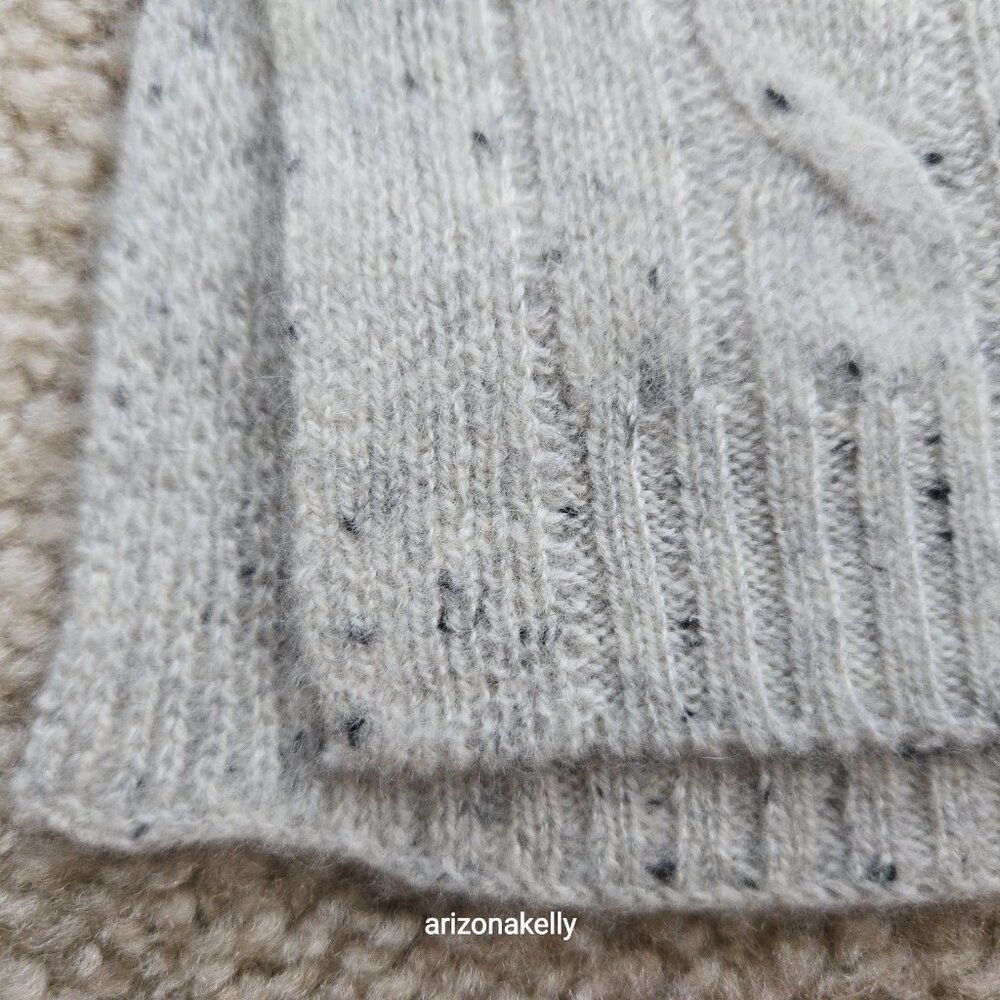 Speckled Cashmere Cable Knit Creme Oversized Scarf - Picture 2 of 13